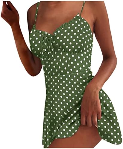 Nxxyeel Rochii de vara pentru femei Sexy V-Neck Polka Dot imprimare Slim Rochie Off Umăr suspensor spaghete curea Sundress