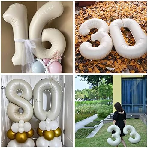Număr 23 cremă baloane albe 40 inch gigant nisip alb 23 32 numeroase folie baloane cu heliu pentru 23 de cremă de naștere pentru