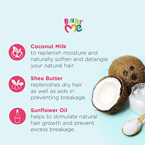 Just For Me Natural Hair Milk Curl Smoother-definește buclele și controlează Frizz, conține lapte de cocos, Unt de Shea, Vitamina