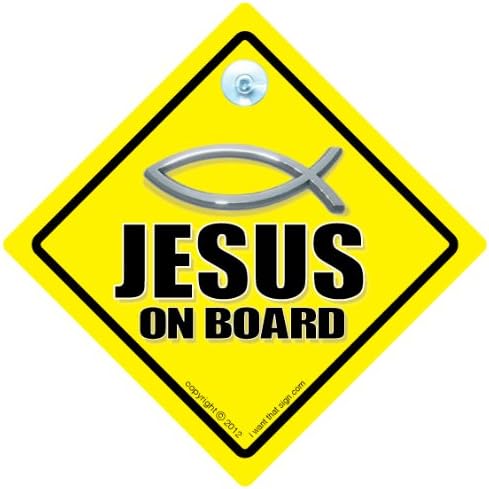 Iisus la bordul semnului mașinii, Isus la bordul semnului, Iisus Hristos, Isus la bord, semn de mașină creștină, semn creștinismului,