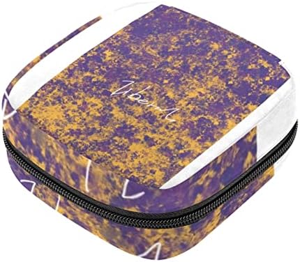 Purple Yellow Color Block Sanitary servetel Storage Bag Portable Period Kit Bag Pad Pouches pentru perioada menstruală Cup Bag cu fermoar Sanitary Pad Husă pentru Femei fete adolescente Doamne