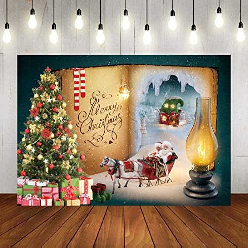 Duluda Christmas Candy Canes House Book Fundal Iarna Zăpada Minunilor Minuni Fairy Tale Snow Santa Fundal pentru copii Copii Xmas Anul Nou Petreceți Decor Banner Portret Photo Stand Props 10x8ft DLA179E