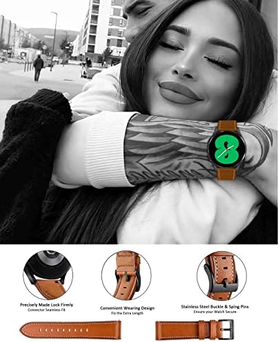 （4 pachet） bandă de piele G.P pentru Galaxy Watch 5 Pro 45mm/4 Benzi clasice 46mm 42mm 42mm, curea de ceas de 20mm compatibilă pentru Samsung Galaxy Watch 5/4 40mm 44mm/Active 2/3 41mm Band, maro, cafea maro, piatră, negru, negru