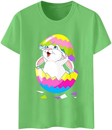 Cggmvcg tricouri de Paște pentru femei Cute Bunny Egg Print graphic Tees Casual Fashion Easter Day Shirts pentru femei