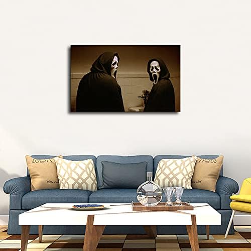 Scream Movie Bathroom Art-Ghostface-Halloween, Poster de film de groază pictură pe pânză Postere de creativitate și imprimare imagine de artă de perete pentru decorarea casei moderne a sufrageriei