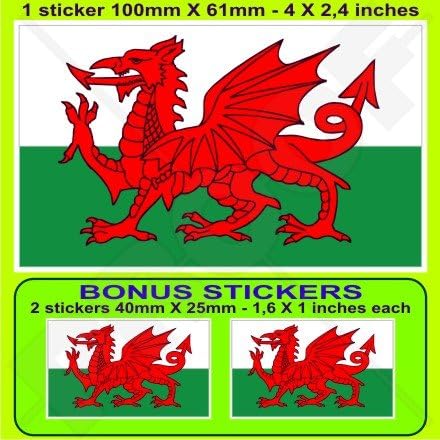 Galile Welsh Flag Cymru UK 4 Autocolant de bara de vinil, bonus Decal X1 +2