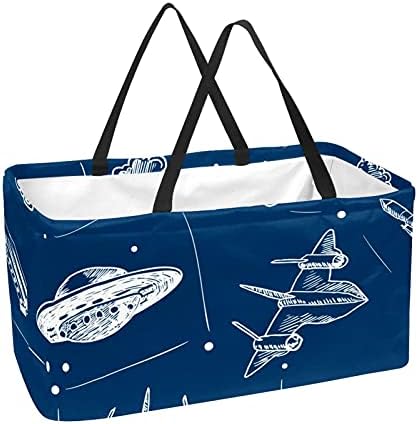 Lorvies navă spațială rachetă avion de depozitare navă de depozitare coș coș - dreptunghi mare pentru haine, jucării, încălțăminte și picnic