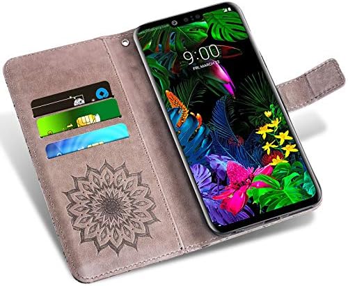 Husă de telefon pentru Huse de portofel LG G8 ThinQ cu Protector de ecran din sticlă temperată și piele suport magnetic Flip Cover suport pentru Card Accesorii pentru celule Lgg8 Thin Q G 8 LG8 G8thinq LGG8thinq 8g femei bărbați Gri