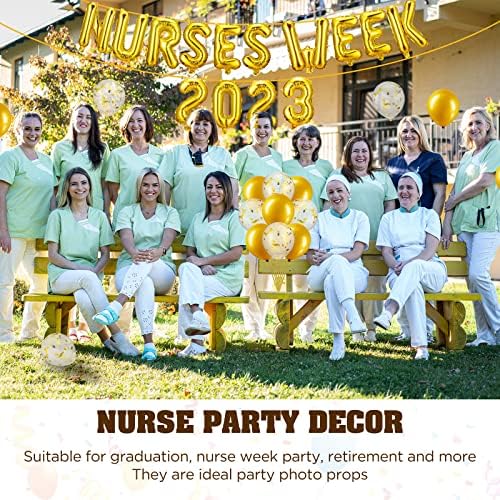 Nurses Week 2023 Banner baloane Nursing Graduation Party Supplies Confetti de aur Nursing Graduation Decorations Nurse Day Balloons Banner pentru Doctor Medical Nurse decoratiuni tematice pentru petreceri