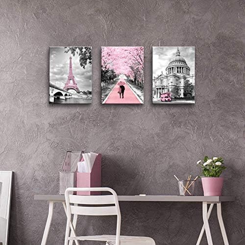 Canvas perete artă roz peisaj Paris Eiffel Turn Decor pentru perete pentru dormitor Lovers roz fete Paris Teme Cameră decorare