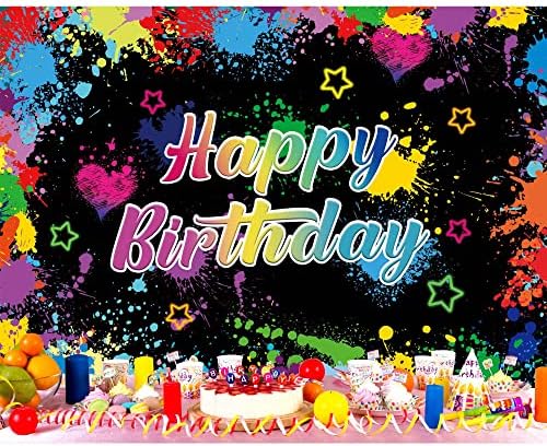 Haboke Neno Glow in the Dark Party Supplies 5x3ft Banner de fundal La mulți ani pentru decorațiuni pentru petreceri de ziua de naștere pentru copii