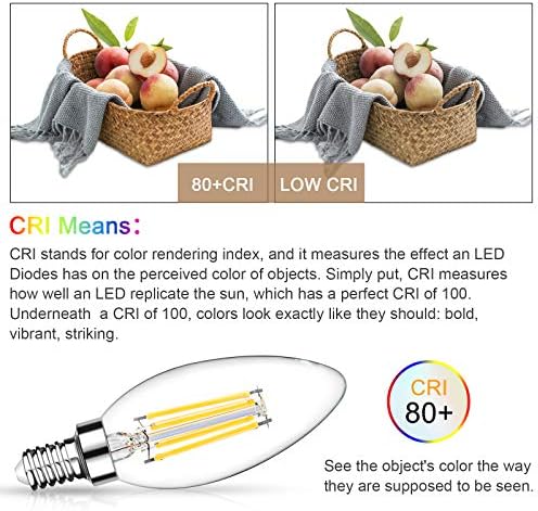 LANGREE E12 LED Candelabre becuri de bază 60W echivalent, 5W LED lumânare becuri, led candelabru Becuri, CRI 80 + LED bec, Non-Dimmable, 5000k Lumina zilei Alb, 550lm-pachet de 10