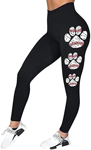 Jambiere cu imprimeu de Baseball pentru femei jambiere de antrenament Yoga cu talie înaltă ultra moale, periat, elastic, confortabil, pantaloni de gimnastică pentru antrenament
