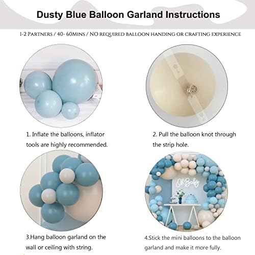 Dusty albastru balon Garland, ardezie albastru Dusty albastru Pastel albastru nisip alb baloane arc Kit pentru băiat Baby duș