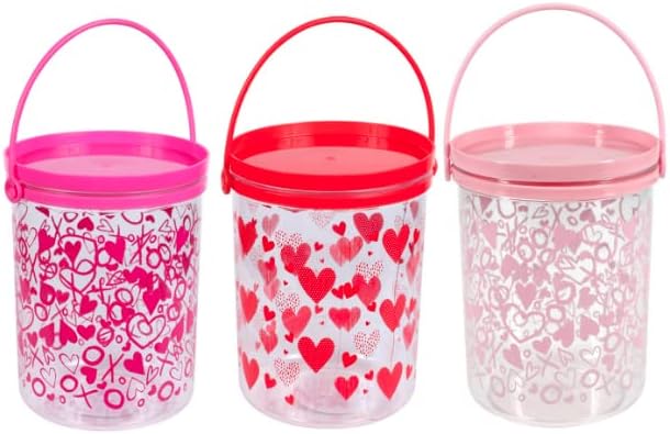 LSM Ziua Îndrăgostiților-găleți din Plastic tematice cu capace, 5. 25x4.25 in. Exclusiv la pachet cu Oggetto