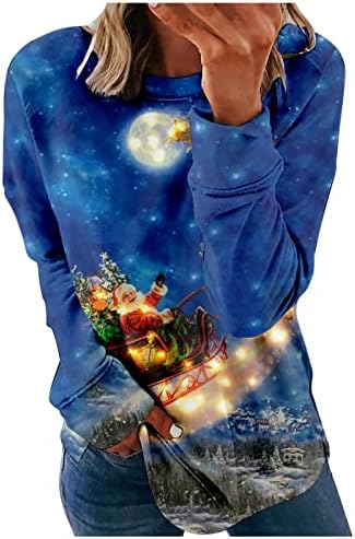 Hanorace de Crăciun pentru femei Scoop gât Crăciun fericit pulover fără glugă Loose Fit femei pulovere Pulover