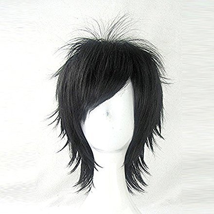 Yuri Katsuki YURI!!! pe gheață negru 35cm scurt Cosplay peruca + gratuit peruca Cap
