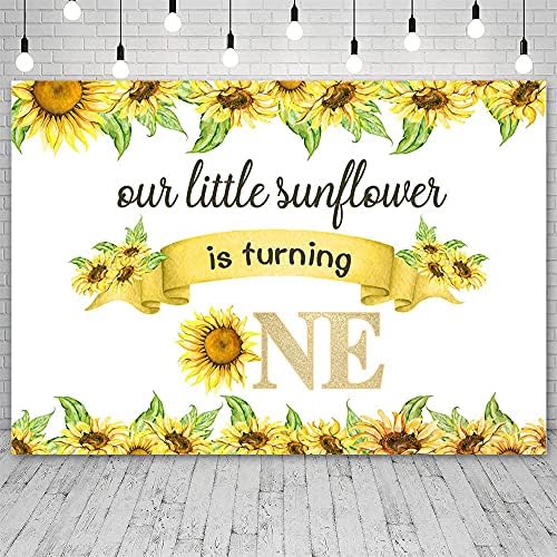 Ablin 8x6ft -floarea -soarelui Fericit Primul aniversare Fundal pentru fetiță pentru băieți, micuțul nostru floarea -soarelui este un fundal alb copii pentru prima petrecere decorațiuni de tort tabel banner recuzită