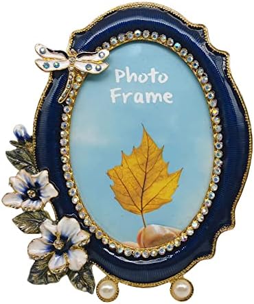 Cadru de imagine florală tricune 3.5x5, cadru foto vintage din metal și sticlă de înaltă definiție pentru afișaj de sus, decor pentru casă