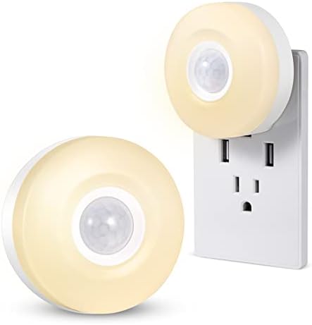 CREWEEL Night Light Plug in, senzor de mișcare Night Lights Plug in perete. 200lm ultra luminos moale cald alb nightlights, senzor de mișcare inteligent, eficient energetic