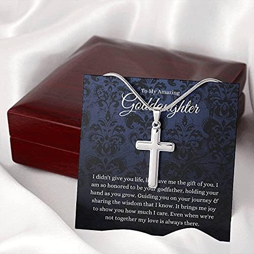Cadou de bijuterii personalizate - Crucea, Darurile zeiței de la Godfather pentru zeiță botez cadou Colier Colier Prima comuniune pentru fete Cadou de confirmare,