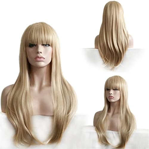 SLATIOM drept Blonda peruca lunga femei de înaltă temperatură fibre sintetice de păr