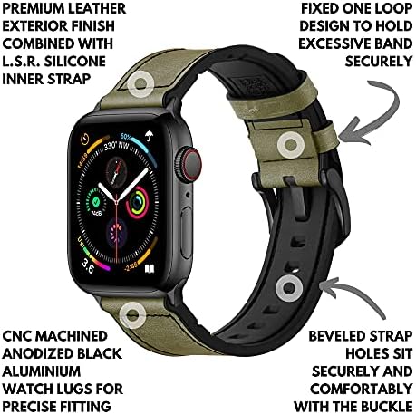 MIFA compatibil cu banda Apple Watch 49mm 45mm 44mm 42mm, benzi iwatch hibrid siliconice din piele pentru bărbați Buclă de înlocuire Vintage Sports Iwatch curea pentru seria Ultra 8 7 6 5 SE 4 3 2 1, verde