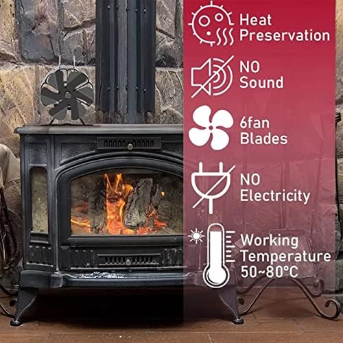 THREMA log Burner Fan, 6 lame semineu căldură alimentat aragaz ventilator pentru circulația căldurii, liniștit acasă Eco Friendly