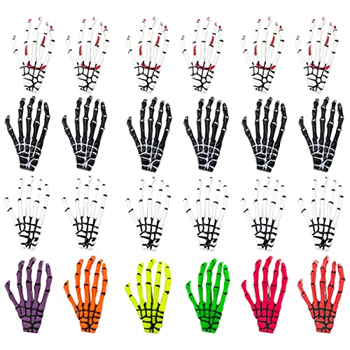24 pcs Halloween Skeleton Hands Clipuri de păr osoase