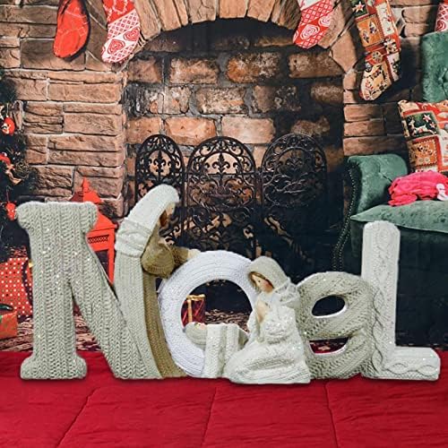Baoblaze Figurile de scenă festive de nativitate setează decorare elegantă pentru decorul desktop de Crăciun, Noel Beige