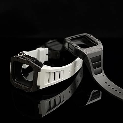 Nibyq Luxury Carbon Carbon Case Set pentru Apple Watch 8 7 45mm 6 5 4 SE 44mm Band de cauciuc Kit de modificare DIY pentru IWatch 44mm 45mm