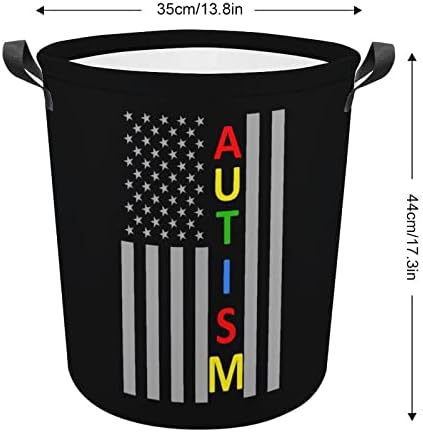Autism Awareness Puzzle USA Flag spălătorie Coș pliabil rufe împiedică haine sac de depozitare Bin cu mânere pentru Home Hotel
