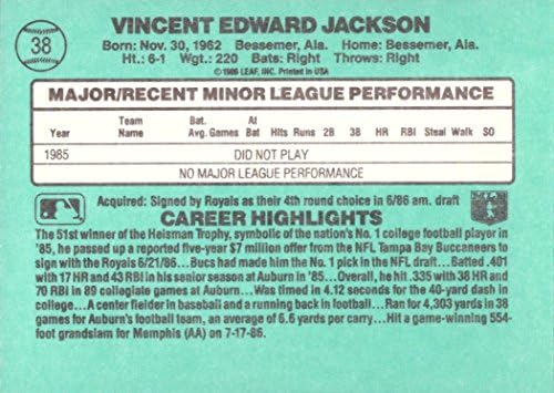 1986 Donruss the Rookies Baseball 38 Bo Jackson Rookie Card