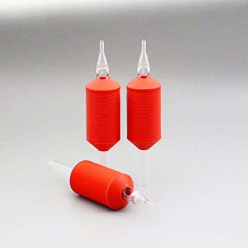 1 inch roșu moale silicon tatuaj tub de unică folosință cu clar unghi rotund sfat -25 buc / cutie