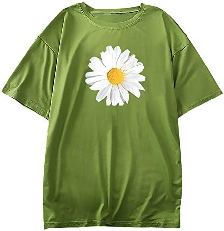 【SUA în stoc】 Tricouri casual pentru femei Flowers Flowers Print cu mânecă scurtă cu mânecă liberă echipa de hanorac ușor