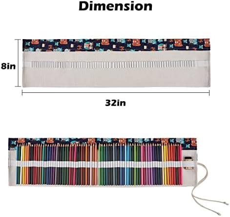 Surblue Canvas Creion Carcasă Înfundat Înveliș cu 72 de sloturi Colorare Creion Suport Organizator Pereț de depozitare Portabilă