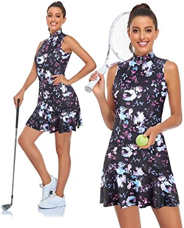 Rochie de tenis de golf pentru femei cucuchy pentru femei, rochii de antrenament sportiv fără mâneci