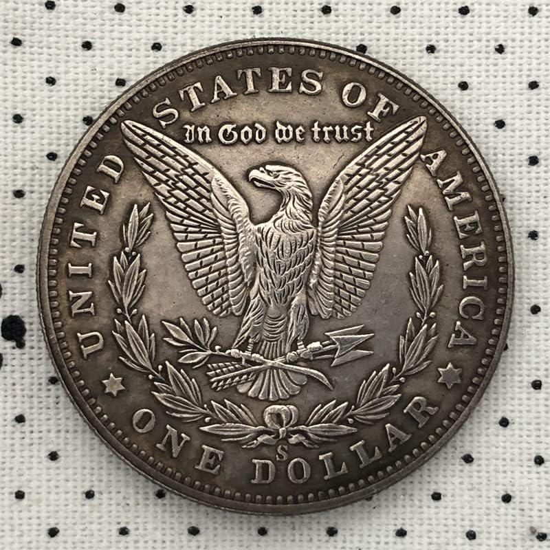 Qingfeng 38mm monedă de dolar de argint antic SUA Morgan Tramp Coin 1893s Craft 14