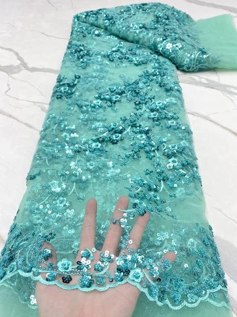 Maisont lux African Sequins Beaded mire lace Fabric Mesh 5yards Lace pentru petrecere nunta mireasa Lady tul Lace Fabric Dress