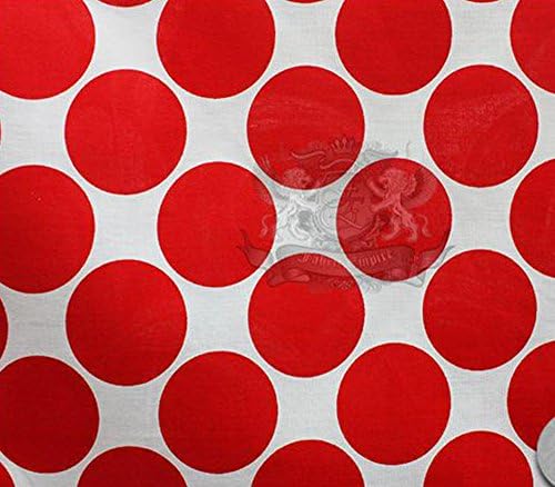 Țesătură din policoton imprimată buline mari roșu alb / 60 lățime / vândut de curte