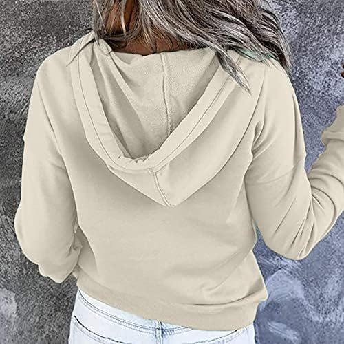 Hoodies pentru femei Minzyi Casual Pulover Color Solid Color Butuc Collar Drawstring cu mânecă lungă Hanorace Fall Fall With