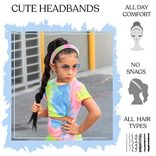 Frog SAC 2 Tie Dye căptușit Headbands pentru fetițe, catifea largă Puffy vsco fată Headband pentru copii, catifea moale Tie-Dye