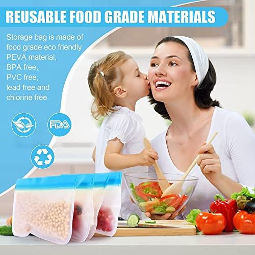 Pungi reutilizabile pentru depozitarea alimentelor-24 de pachete pungi frigorifice reutilizabile rezistente la scurgeri pentru