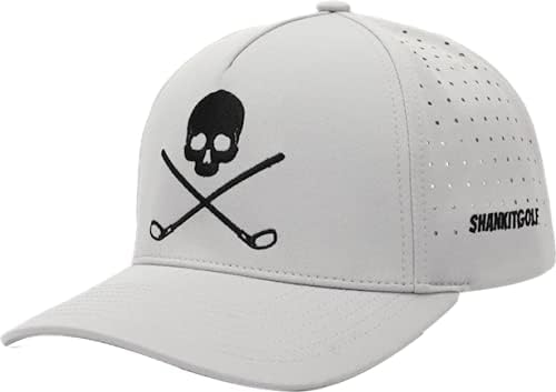 Shankitgolf Craniu și Crossbones pălărie de golf reglabilă Craniu Fun Funny Golf pălărie de golf bărbați gri gri alb