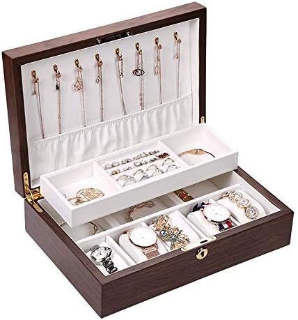 Cutii de bijuterii cutii de bijuterii cutie de bijuterii din lemn cu blocare multi-strat de mare capacitate brățară inel colier