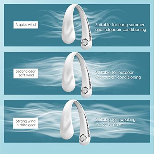Ventilator pentru gât, Ventilator portabil de 6000 mAh ventilator Personal Mâini libere ventilator pentru gât fără lame reglare