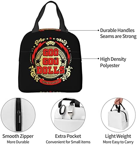 SINIVALIA Goo Rock Goo Band Păpuși sac de prânz reutilizabile izolate Lunchbox portabil Bento pungi Genți de mână pentru birou