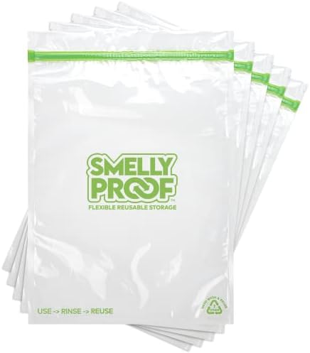 Pachet de pungi de depozitare reutilizabile de la Smelly Proof-fabricat în SUA, ușor de curățat, sigur pentru mașina de spălat