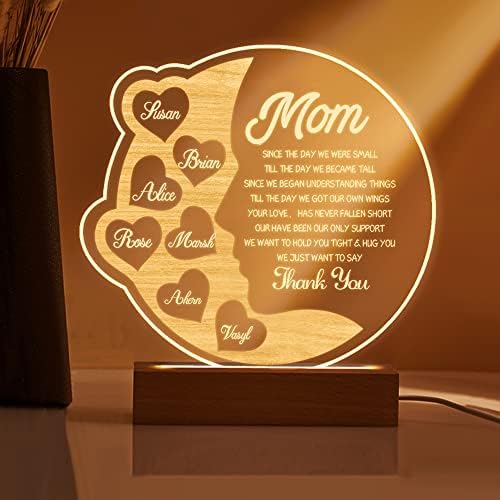 Cadouri de Ziua Mamei pentru mama de la fiica Fiu personalizate lumina de noapte cu nume de copii de familie personalizate Cadouri de Ziua Mamei, Cadouri de mama gravate lumina de noapte ziua de nastere Ziua Mamei Cadouri de Craciun pentru mama