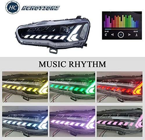 HCMOTIONZ HCmotion RGB LED Faruri se potrivesc Mitsubishi Lancer & amp; EVO X 2008 2009 2010 2011 2012 2013 2014 2015